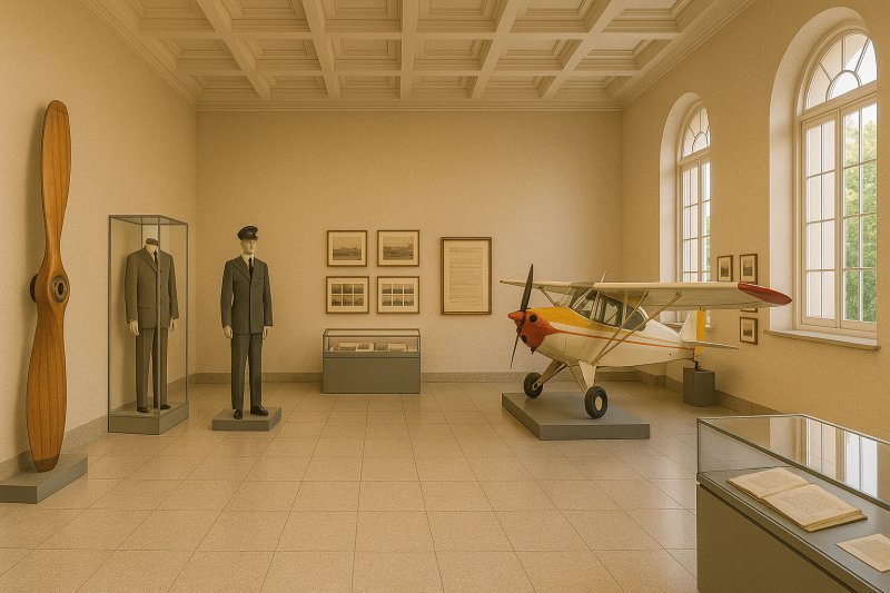 Interior do museu com exposições