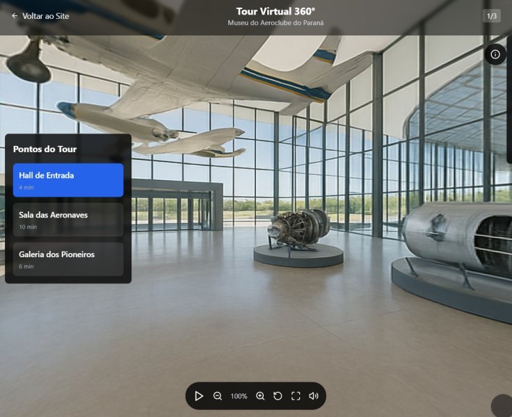 Interface do tour virtual 360°